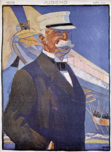 Portrait de Zeppelin devant un dirigeable - dans « Jugend » - German School