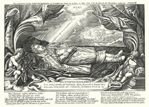 Portrait du roi défunt Gustave-Adolphe de Suède (gravure) - German School