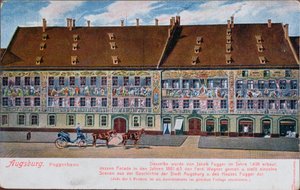Carte postale représentant la Fuggerhaus, Augsbourg - German School