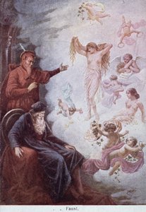 Carte postale représentant la tentation de Faust par Méphistophélès, c.1905