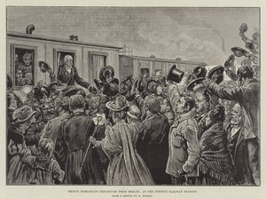 Départ du prince Bismarck de Berlin, à la gare de Stettin (gravure)