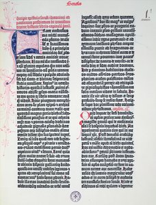 Prologue de la Bible de Gutenberg, imprimée par Johannes Gutenberg et Peter Schoeffer à Mayence, 1454-56