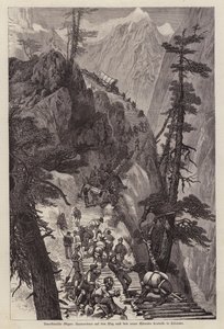 Prospecteurs traversant les Montagnes Rocheuses pour atteindre les mines d