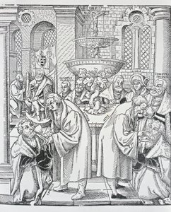 Réformateurs Martin Luther et Jan Hus administrant la communion