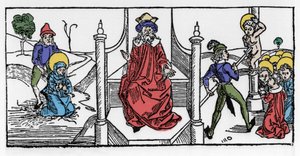 Représentation du martyre de Sainte Symphorose, chrétienne du IIe siècle, et de ses sept fils, sous le règne de l