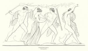 Fêtards la nuit en Grèce antique