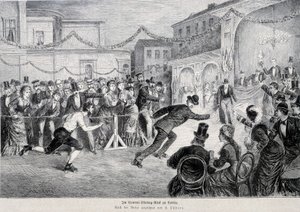 Course de patins à roulette à Berlin en 1878