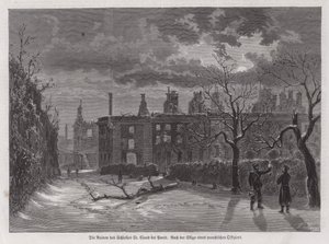 Ruines du Château de Saint-Cloud, Paris, détruit par les bombardements prussiens en 1870 pendant la Guerre franco-prussienne - German School