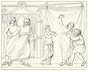 Scène de la pièce Andria du dramaturge romain Térence