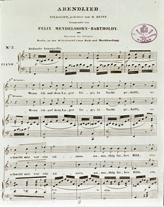 Page de partition de Abendlied par Felix Mendelssohn