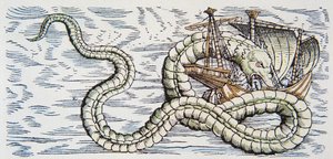 Serpent de mer attaquant un navire - German School
