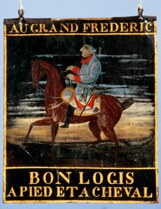 Panneau indicateur avec Frédéric le Grand à cheval pour l