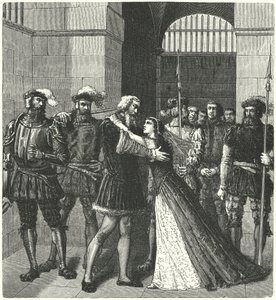 Sir Thomas More disant adieu à sa fille avant son exécution - German School