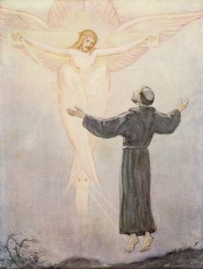 Saint François recevant ses stigmates (lithographie couleur)