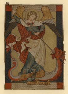 Saint Michel Archange terrassant Satan représenté comme un dragon - German School