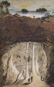 Stalactites et stalagmites dans une grotte - German School