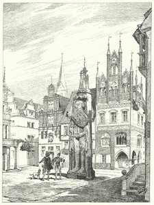 Statue de Roland érigée en 1404 face à la cathédrale de Brême, Allemagne - German School