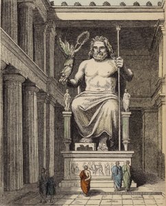Statue de Zeus dans le temple grec antique à Olympie