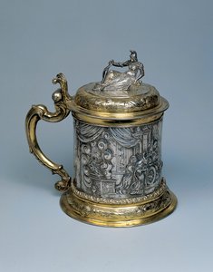Chope, le corps ciselé avec une scène représentant Alexandre et la légende du nœud gordien, Danzig, vers 1680 - German School