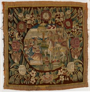Housse de coussin en tapisserie représentant David et Abigaïl, Samuel XXV