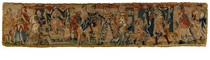 Tapisserie représentant Moïse jetant la couronne de Pharaon et étant puni, du Rhin