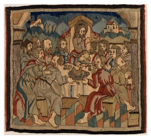 Panneau de tapisserie avec des scènes de la Passion d