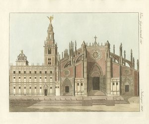 La cathédrale ou église métropolitaine de Séville (gravure en couleur) - German School