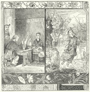 La mort de Wang Zhaojun dans le poème Automne au Palais Han de Ma Zhiyuan (gravure) - German School