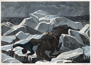 La chute du comte Sandor et de son cheval sur la glace brisée du Danube. Dans « Wenn Jemand eine Reise thut, so kann er was erzählen » (Quand quelqu