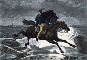 Le conte Sandor sur son cheval tartare galopant sur la rivière glacée du Danube. Dans 