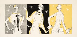 Trois femmes en robe, extrait de Styl, pub.1922 (épreuve de pochoir)
