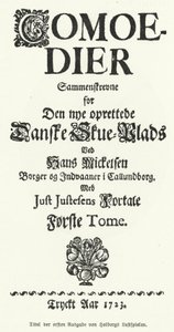 Page de titre des Comédies de Ludvig Holberg, dramaturge, philosophe et historien dano-norvégien - German School