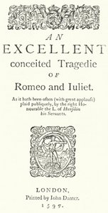Page de titre de la première édition in-quarto de Roméo et Juliette de Shakespeare