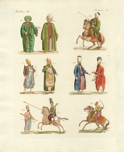 Costumes nationaux turcs (gravure en couleur)