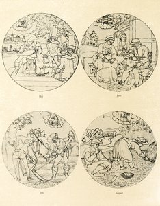 Douze images de calendrier en forme circulaire - German School