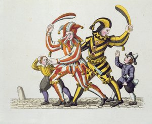 Deux bouffons jouant avec des enfants, des coutumes et pratiques de jeux et chansons de la vieille Nuremberg, réédité en 1831