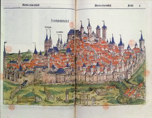 Vue de la ville de Nuremberg, de la Chronique de Nuremberg par Hartmann Schedel (1440-1514) 1493