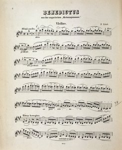 Page de partition de violon de la Messe de couronnement hongroise de Franz Liszt - German School