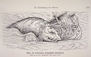 Baleine attaquant un navire - German School