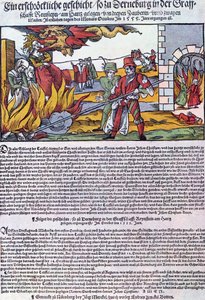 Sorcières brûlées à Derneburg en 1555 - German School