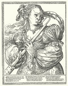 Femme jouant de la flûte à bec - German School