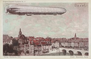 Zeppelin survolant Bâle - German School