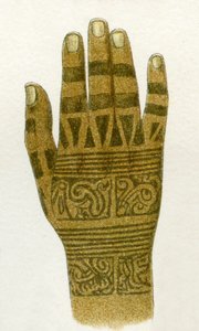 exemple de motifs de tatouage de main Dayak, Bornéo, 1894