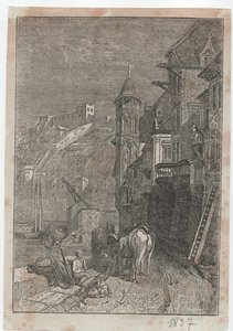 Scène de ville médiévale