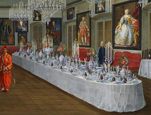 La salle à manger avec une série de portraits des empereurs des Habsbourg, Villa Lazarovich, résidence de Trieste de Maximilien de Habsbourg (1832-1867)