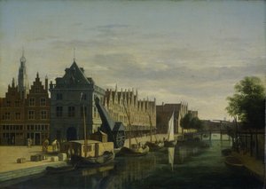 La Waag (Maison de pesée) et la grue sur le Spaarne, Haarlem