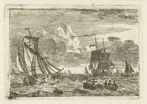 Divers voiliers et une chaloupe en mer - Gerrit Groenewegen