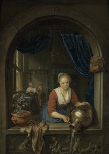 Servante à la fenêtre, vers 1660 (huile sur panneau) - Gerrit or Gerard Dou