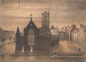 Vue au clair de lune des églises Est et Croix, Dundee, telles qu