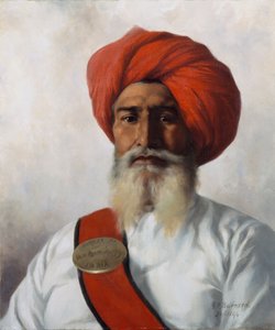 Ganda Singh, un chaprassee sikh de la fête topographique No.14 du Col Wilmer, 1894